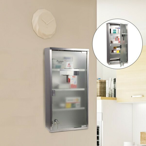 Medizinschrank | Edelstahl | Satiniertes Sichtglas |