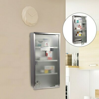 Medizinschrank | Edelstahl | Satiniertes Sichtglas |