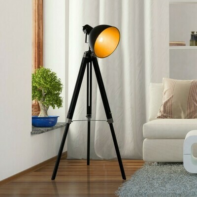 Stehlampe Dreibein Stehleuchte höhenverstellbar Industrial Schwarz