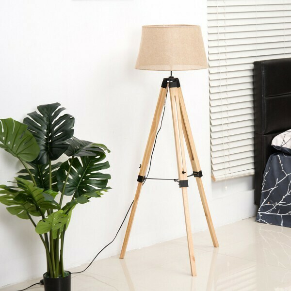Stehlampe | Dreibein | Höhenverstellbare Natur-Beige