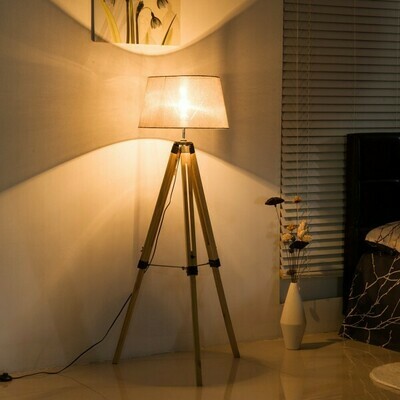 Stehlampe | Dreibein | Höhenverstellbare Natur-Beige