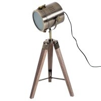 Tischlampe Holz Tischleuchte Dreibein Bronze