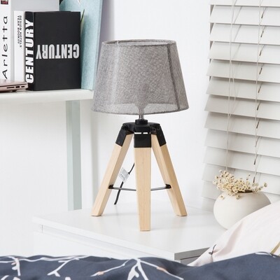 Tischlampe Dreibein Tischleuchte Kiefer Grau