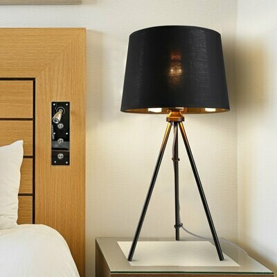Tischleuchte Tischlampe Nachttischlampe Metall Schwarz