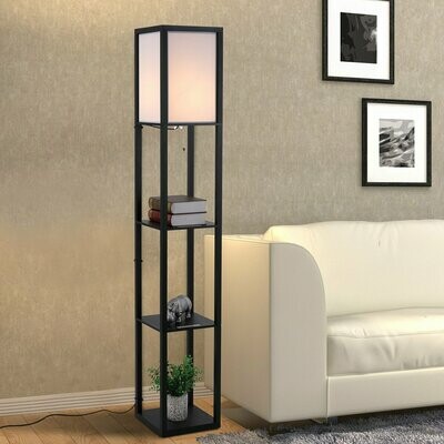 Stehleuchte mit Regalen Innenbeleuchte Stehlampe  schwarz