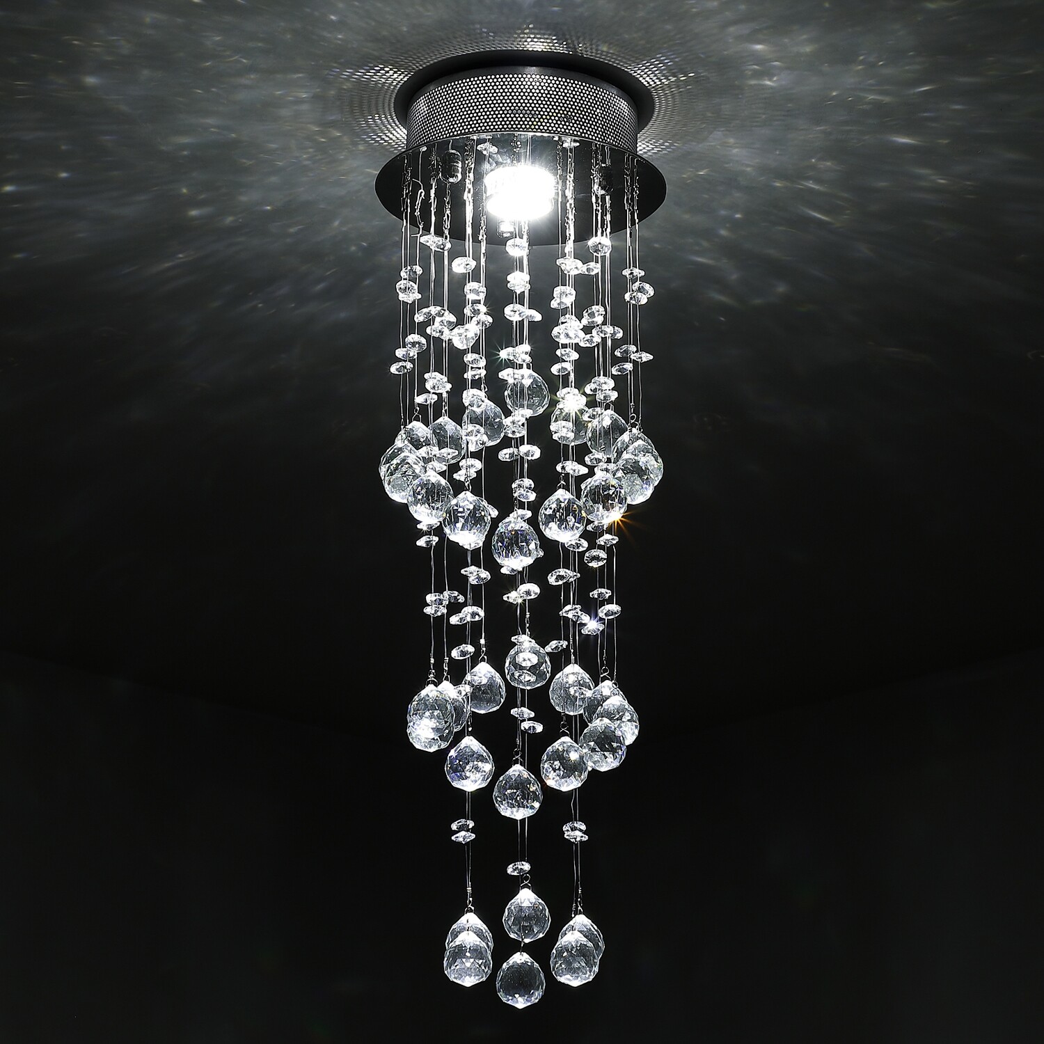 HOMCOM® Deckenleuchte Kronleuchter Kristall 1xGU10 Sockel 50W H62cm