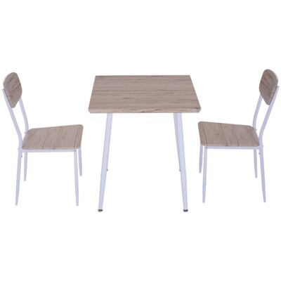 3-teilige Essgruppe Sitzgruppe Esstisch Set mit 1 Tisch + 2 Stühlen