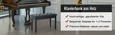 Klavierbank mit Stauraum | Hartholz | Schwarz