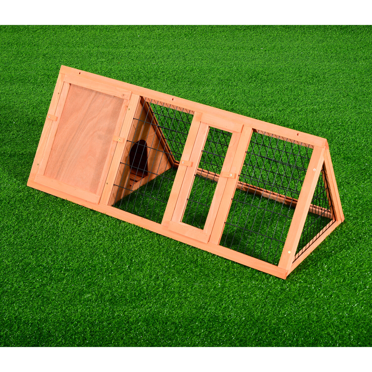 PawHut® Hasenstall Kaninchenstall Kleintierstall mit Freigehege Hasen Auslauf dreieckig