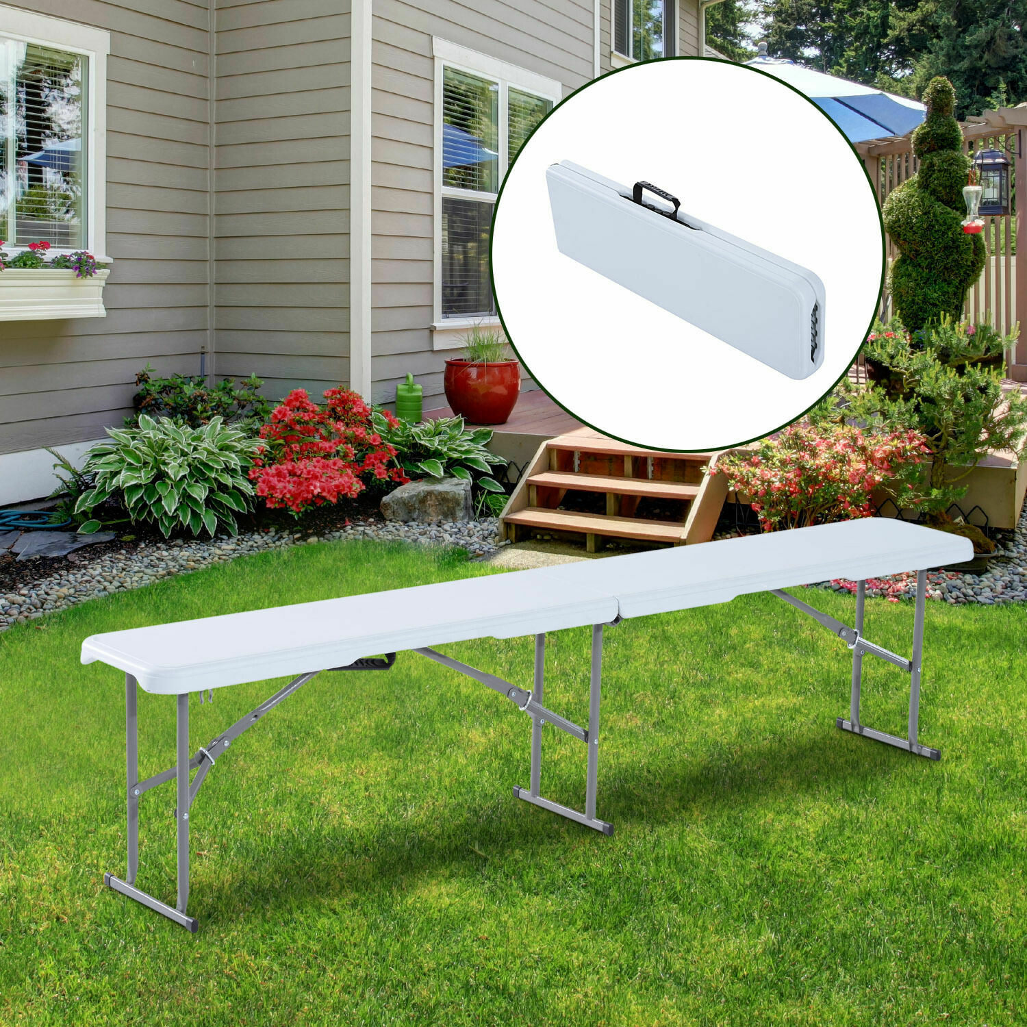 Outsunny® Klappbank Kofferbank Campingbank Bierbank Stahl