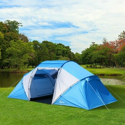 Campingzelt Familienzelt mit 2 Schlafkabinen Blau