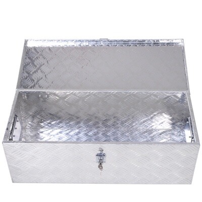 Gerätekasten Werkzeugkasten Werkzeugkoffer für Auto / Werkstattwagen mit Schloss Tragbar Alu Silber 76 x 33 x 25 cm