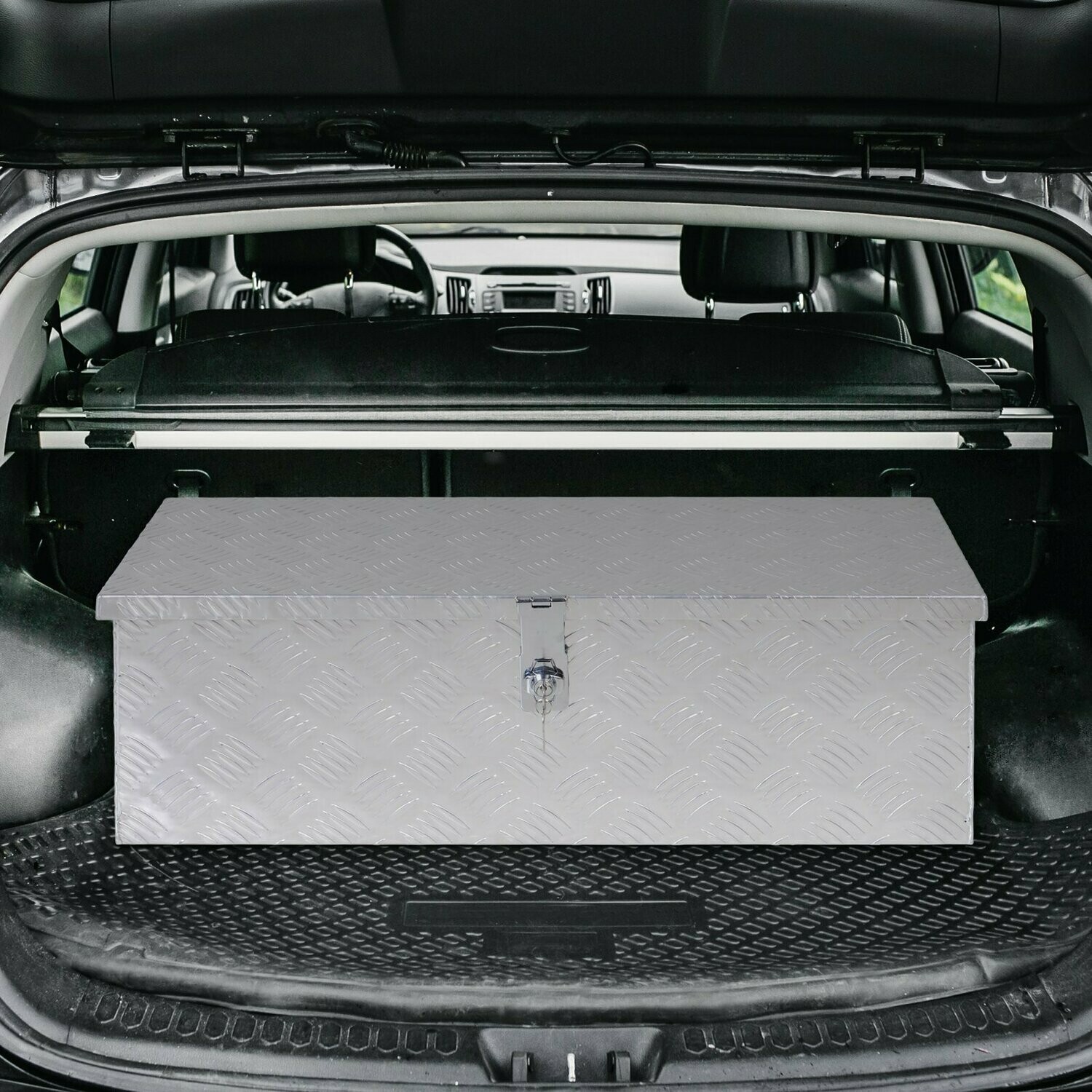 Gerätekasten Werkzeugkasten Werkzeugkoffer für Auto / Werkstattwagen mit Schloss Tragbar Alu Silber 76 x 33 x 25 cm