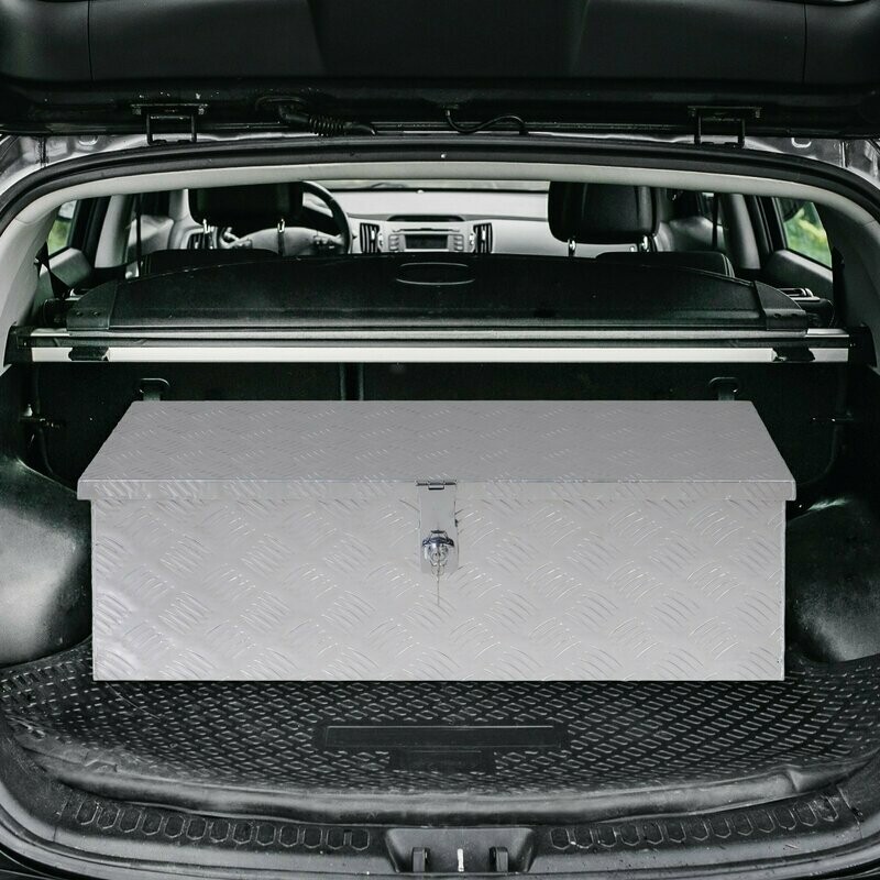 Gerätekasten Werkzeugkasten Werkzeugkoffer für Auto / Werkstattwagen mit Schloss Tragbar Alu Silber 76 x 33 x 25 cm