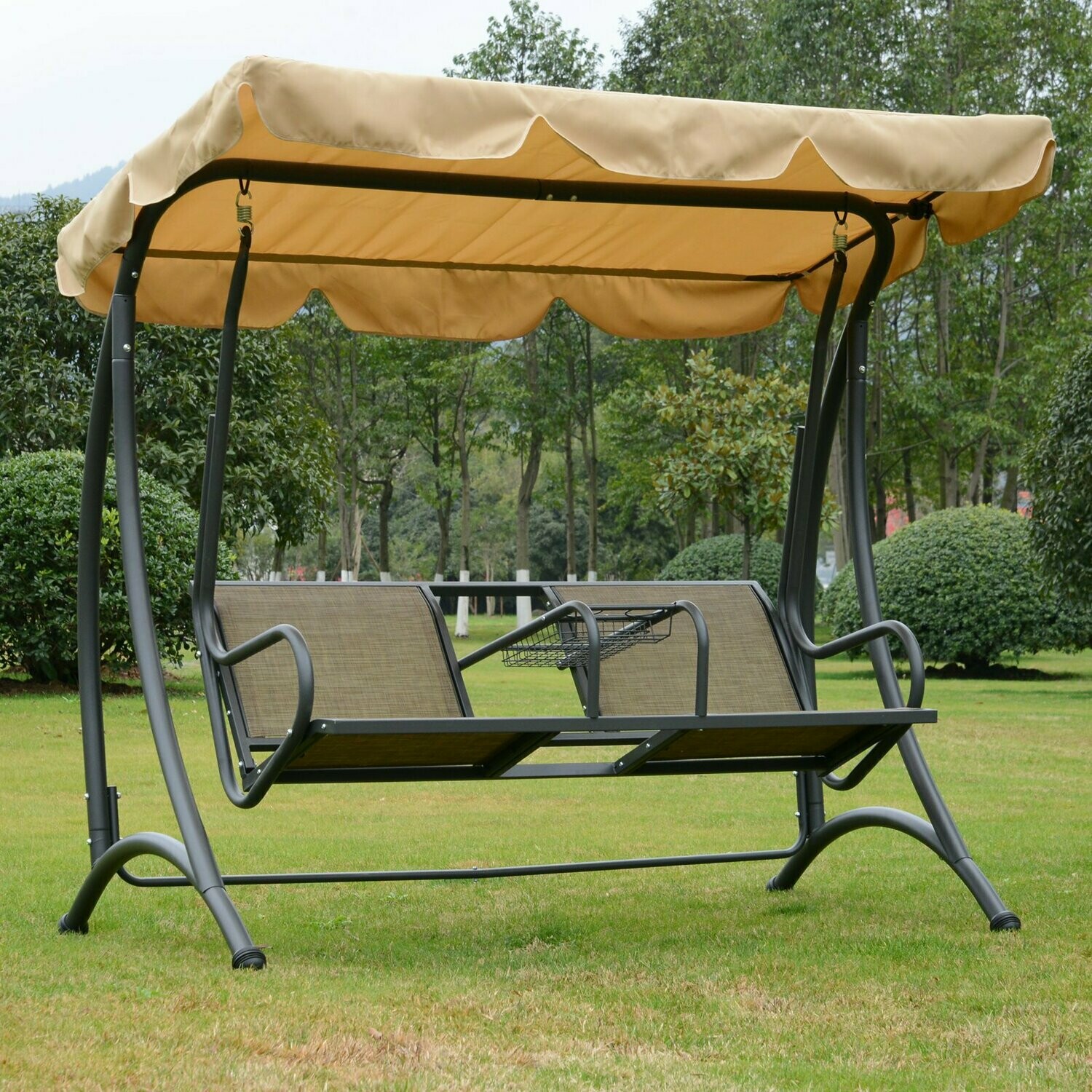 Outsunny® 2Sitzer Hollywoodschaukel mit Sonnendach Gartenschaukel