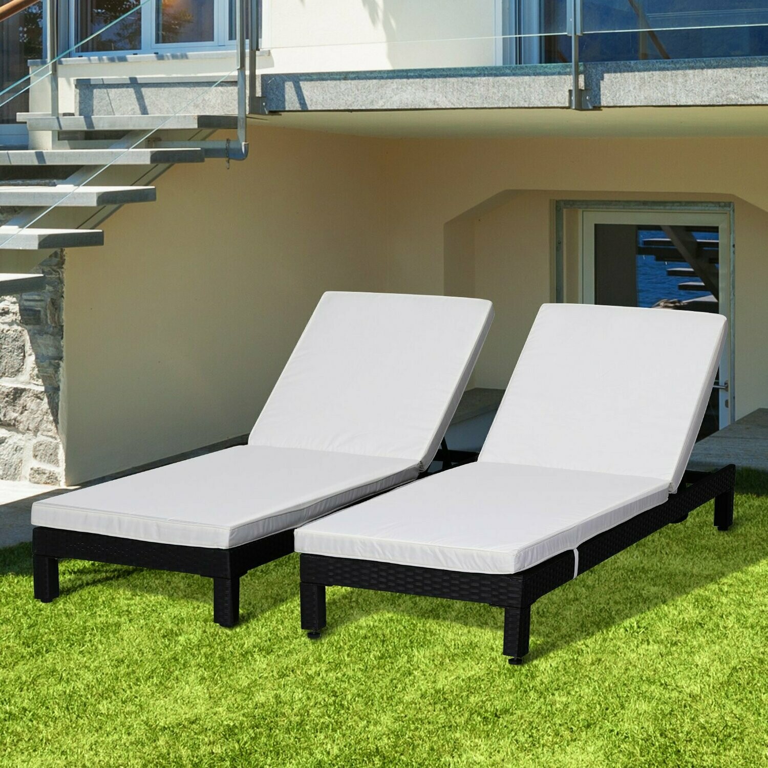 Outsunny® 2erSet Sonnenliege Gartenliege Relaxliege Rückenlehne 5