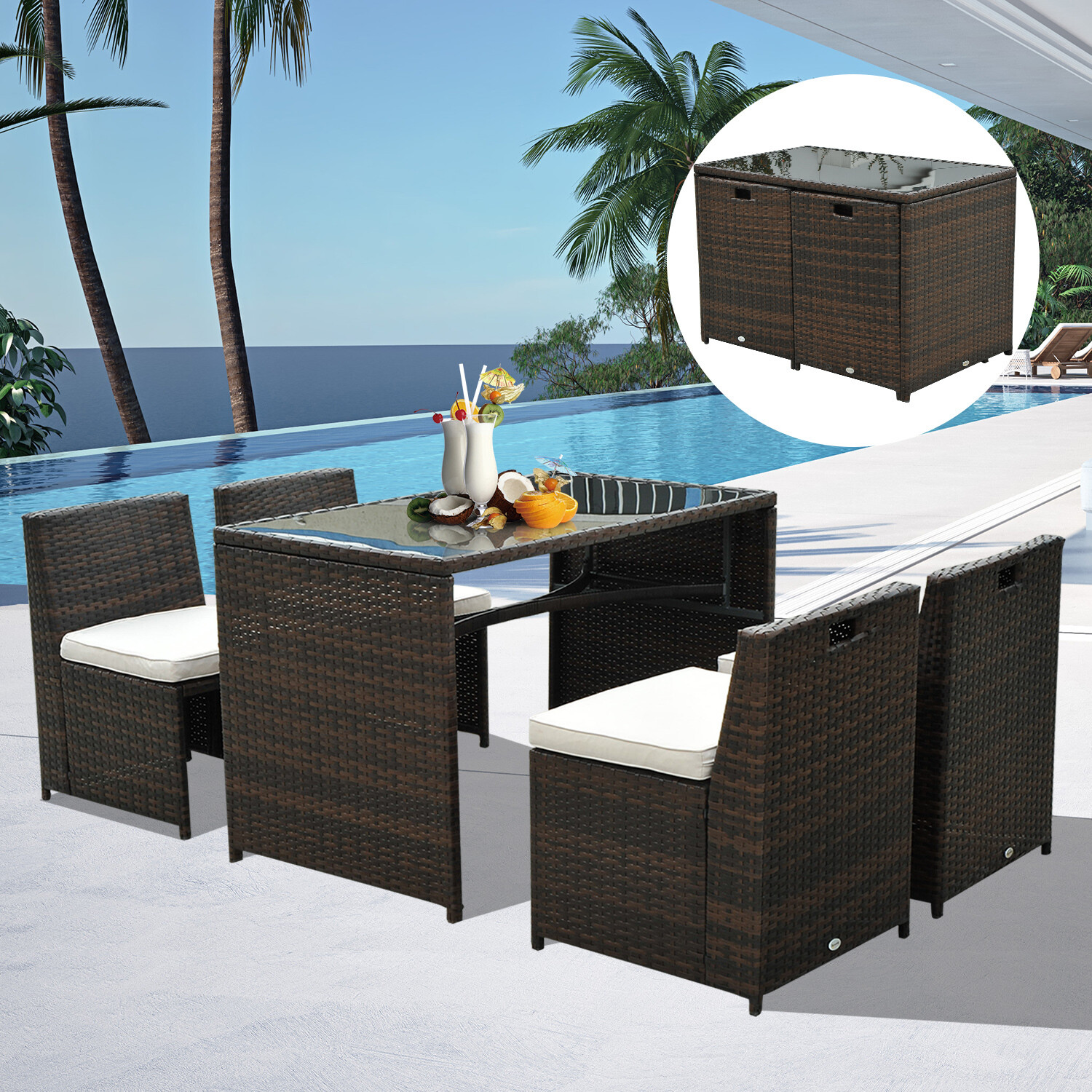 Outsunny Wicker Polyrattan Garnitur 5 Tlg Gartenset Sitzgruppe Gartenmobel