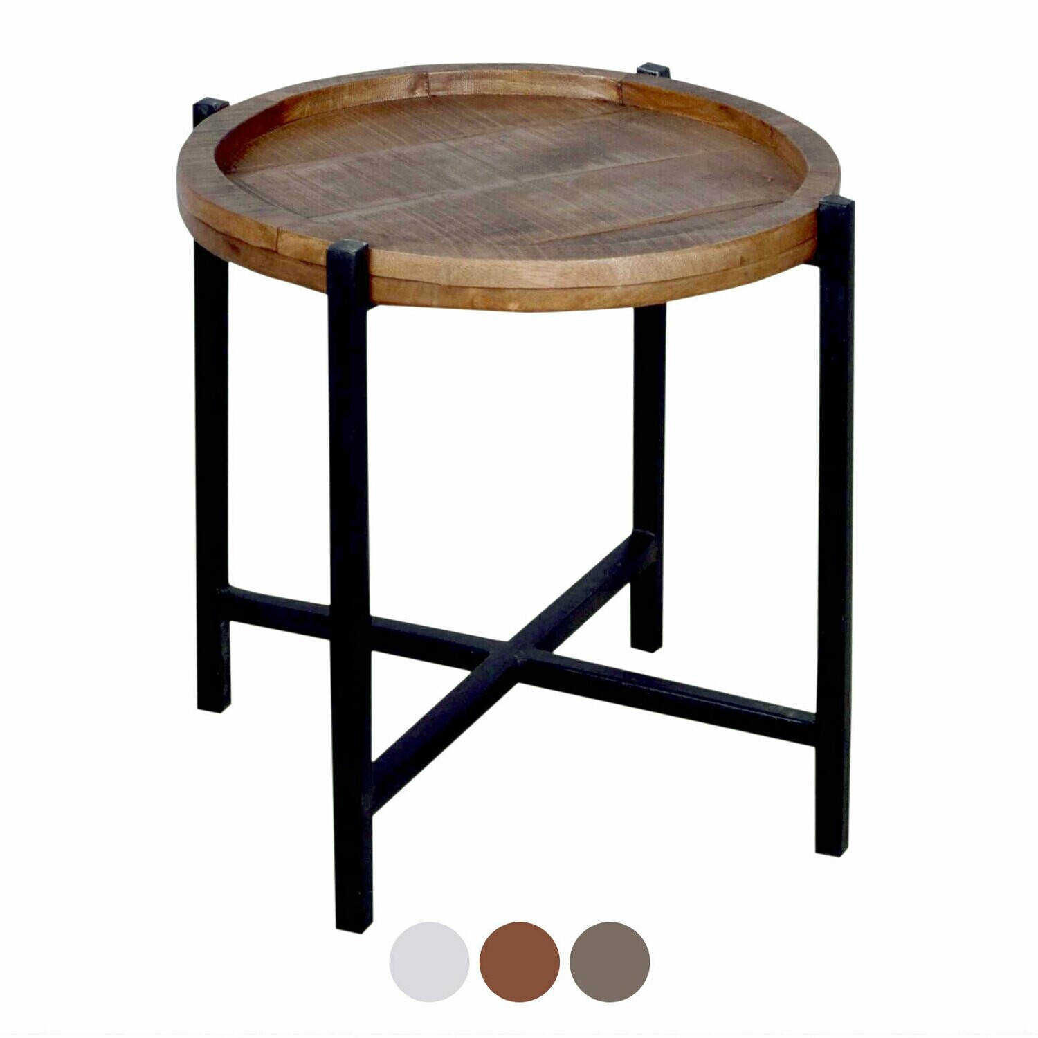 Beistelltisch Couchtisch Wohnzimmer Tisch Rund Omaha Metall Gestell Schwarz