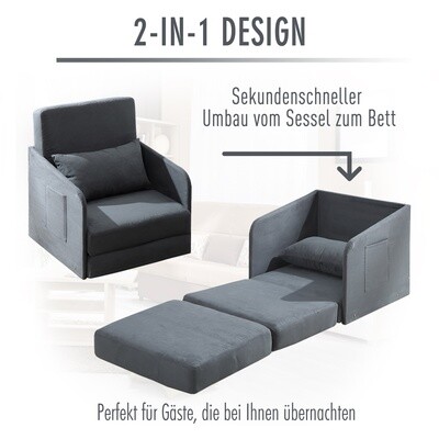 Schlafsofa Sofabett Gästebett Kissen Metall Grau