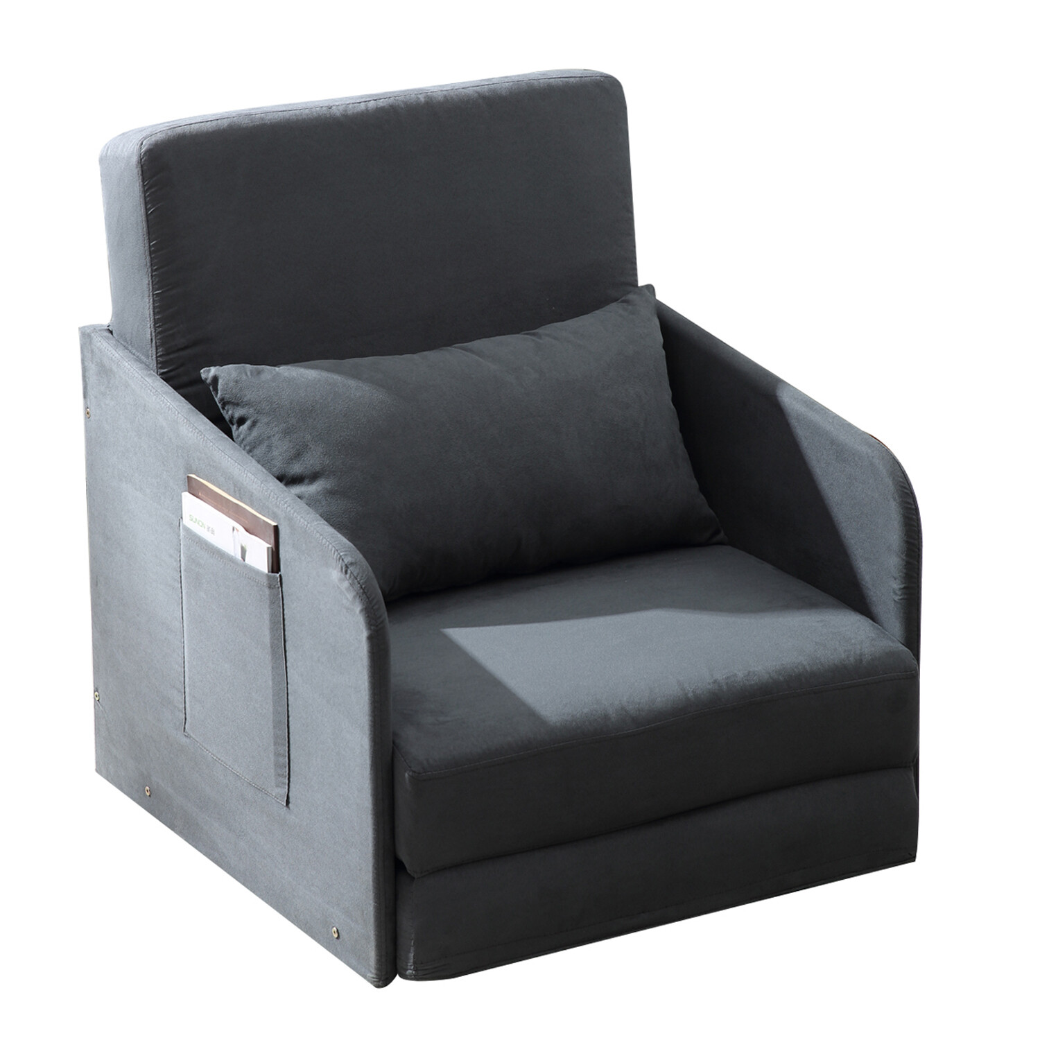 Schlafsofa Sofabett Gästebett Kissen Metall Grau