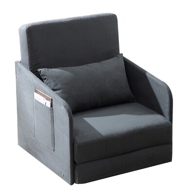 Schlafsofa Sofabett Gästebett Kissen Metall Grau