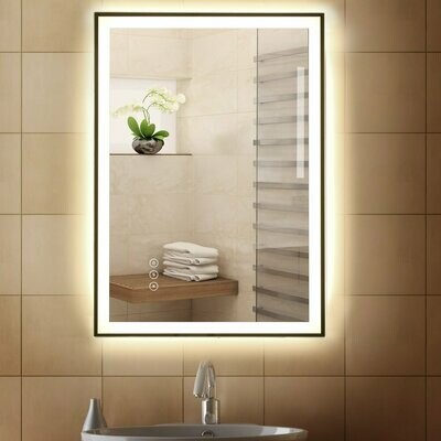 Badezimmerspiegel LED-Spiegel Nebelfreier Wandspiegel Touch-Schalter Alu