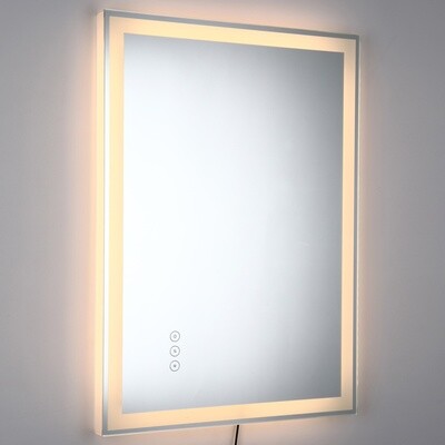 Badezimmerspiegel LED-Spiegel Nebelfreier Wandspiegel Touch-Schalter Alu