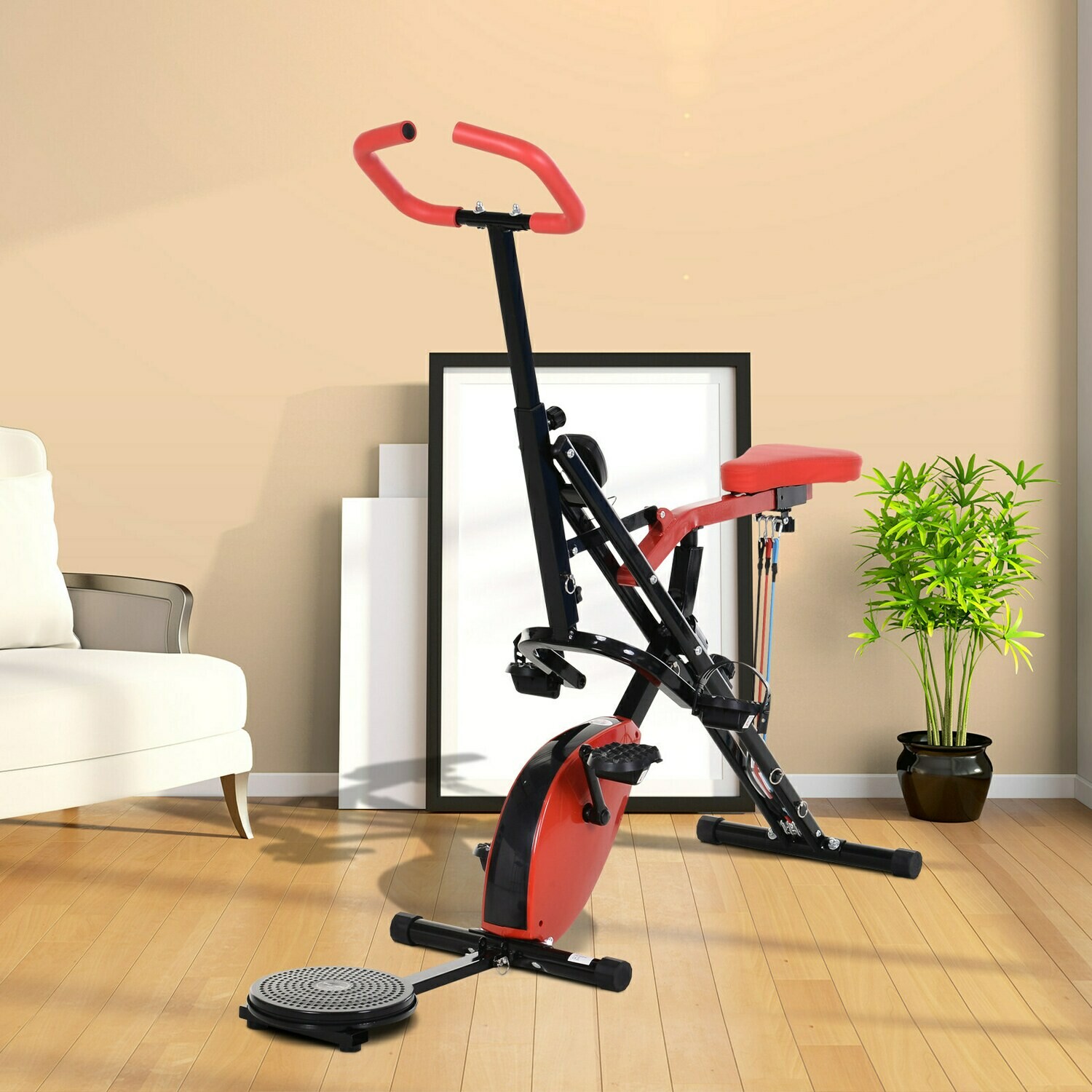 HOMCOM® Heimtrainer Fahrradtrainer Fitness-Scheibe Reiten LCD-Display Magnetwiderstand