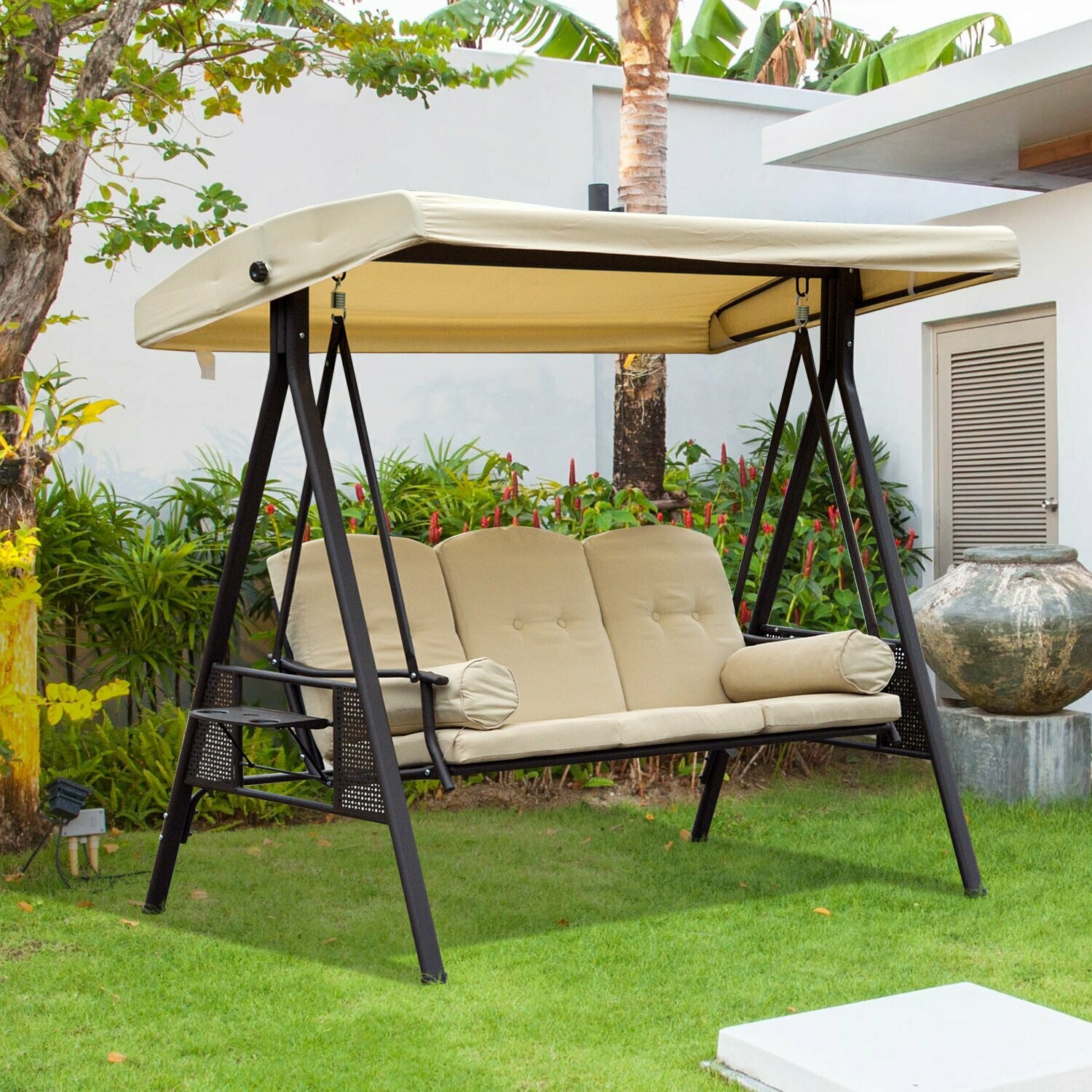 Outsunny® Hollywoodschaukel 3Sitzer Gartenschaukel mit Sonnendach