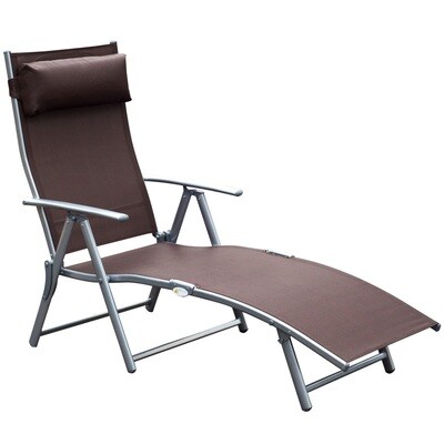 Sonnenliege Strandliege Gartenliege Relaxliege klappbar mit Kissen Strand Metall+Stoff Braun 137 x 63,5 x 100,5 cm
