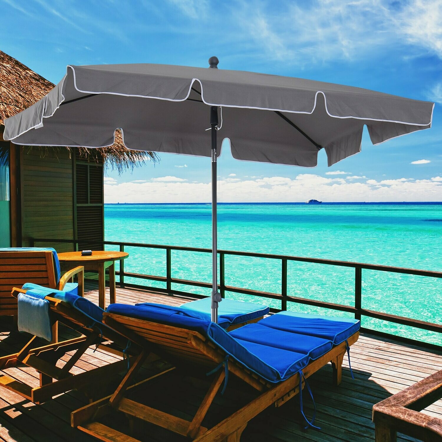 Sonnenschirm Gartenschirm Balkonschirm Strandschirm Marktschirm knickbar grau schwarz