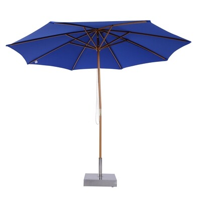 Holz Sonnenschirm 300x245cm Gartenschirm Balkonschirm Blau