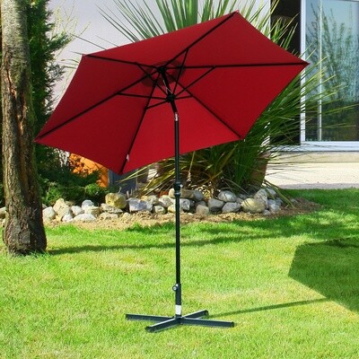 Sonnenschirm Gartenschirm Marktschirm mit Handkurbel Alu Weinrot Ø2,7 x 2,35 m