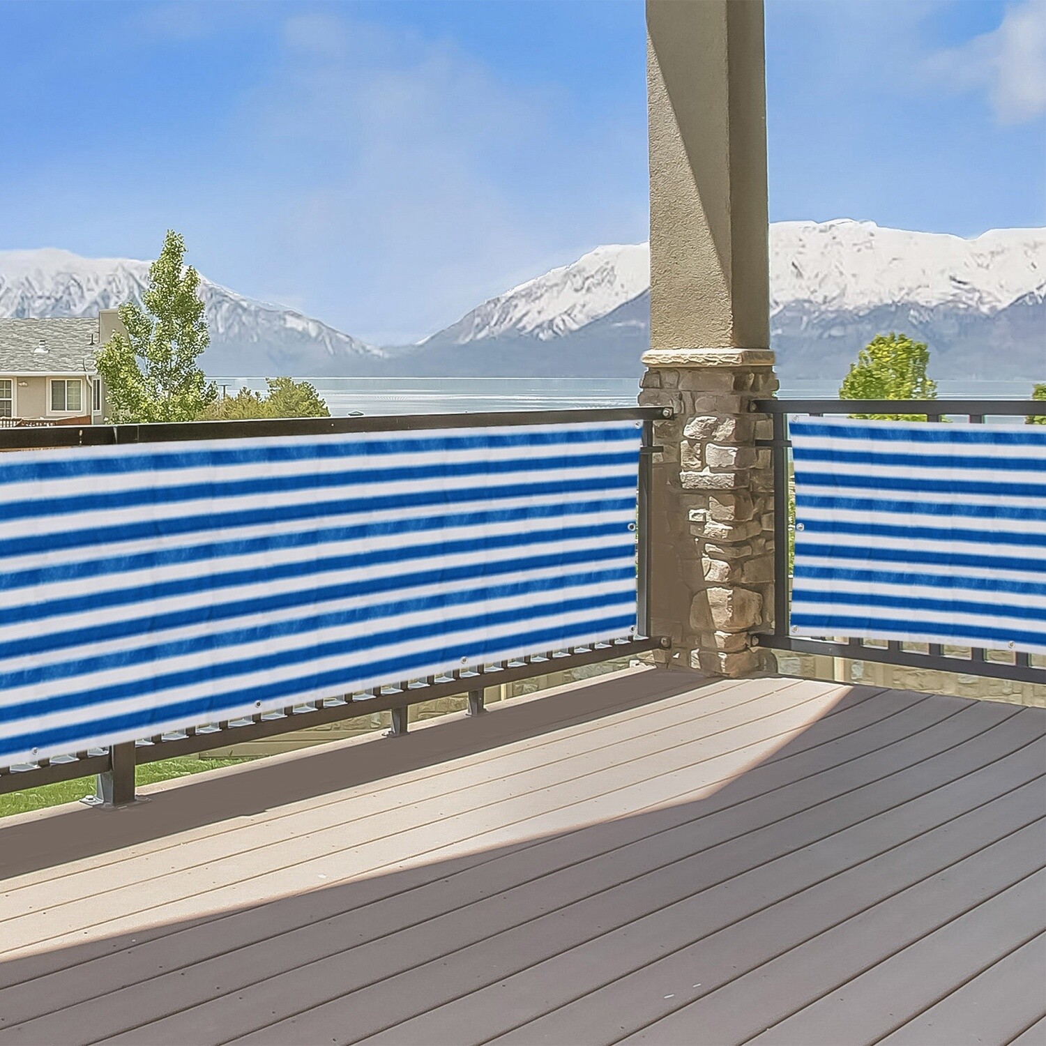 Outsunny® Sichtschutz Sichtschutzstreifen 2er-Set Balkon UV-Schutz Blau 5 x 0,9 m