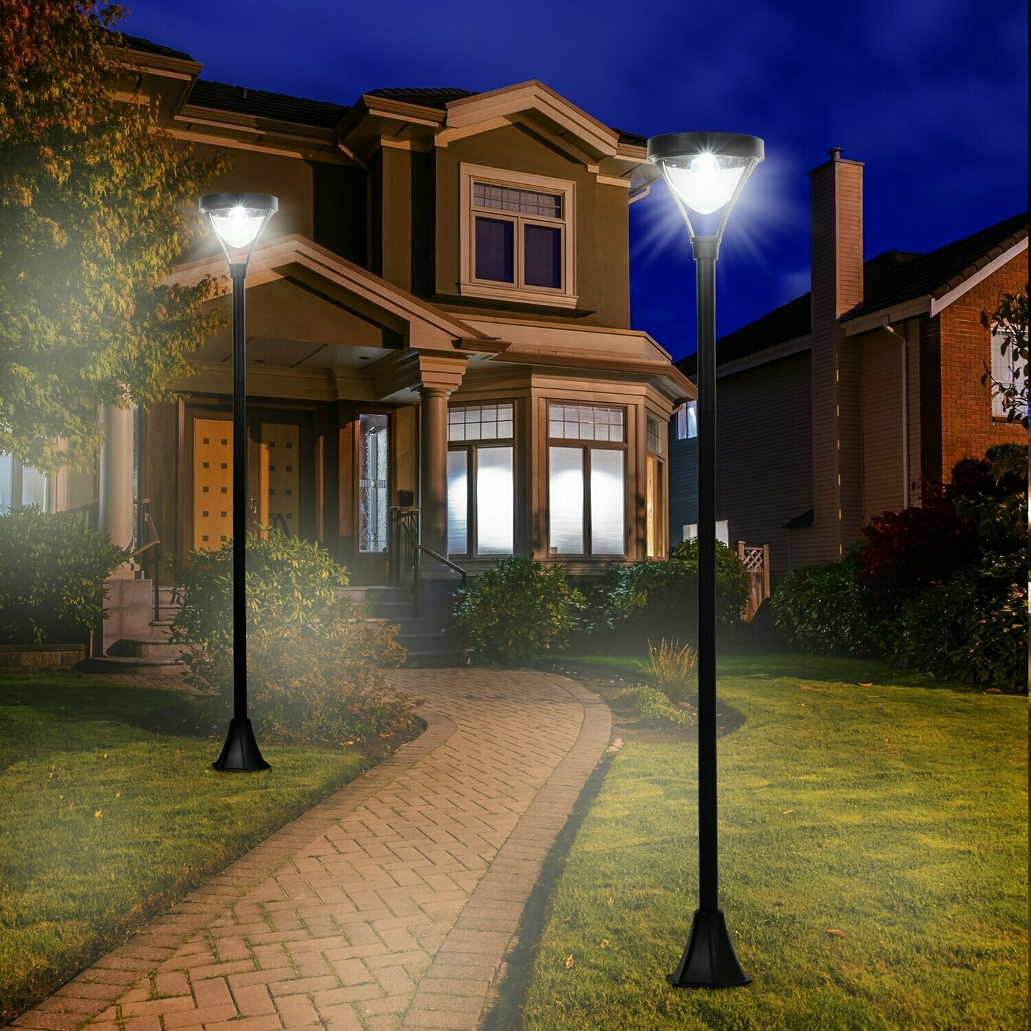 Outsunny® Solar Gartenlaterne mit LED Laterne Wegleuchte 91/200 Lumen H170cm Schwarz