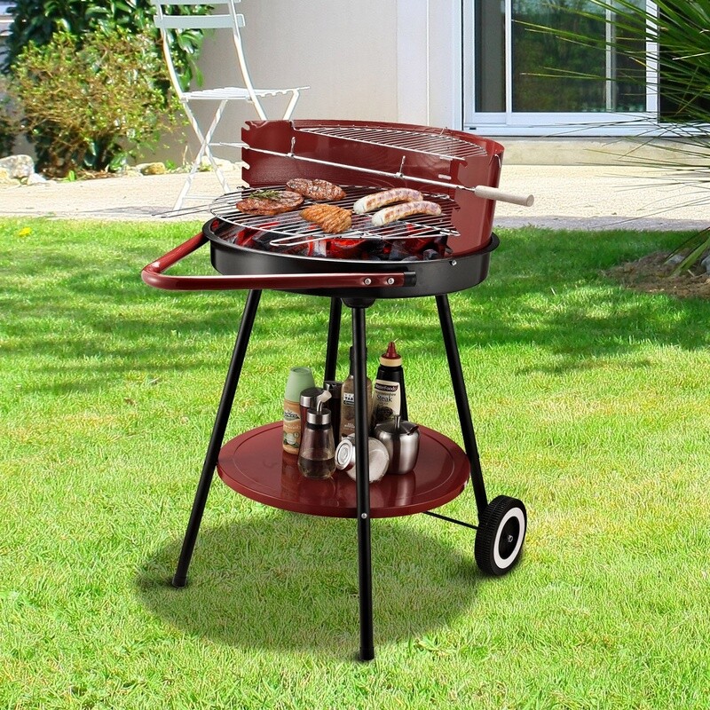 BBQ Holzkohlegrill auf Rollen Rundgrill Standgrill