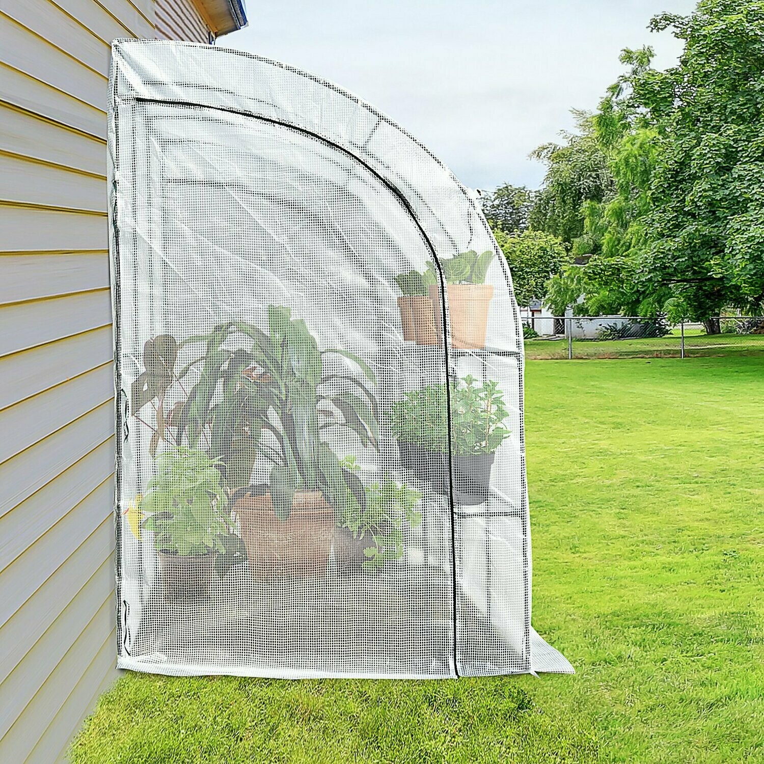 Outsunny® Treibhaus Gewächshaus mit 2 Türen Pflanzenaufzucht UV-Schutz Stahl PE