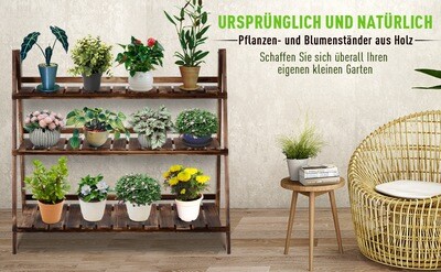 Pflanzentreppe L100 x W37 x H93cm 3 Stufen Tannenholz