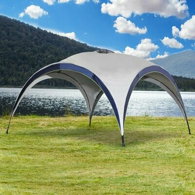 Garten Pavillon Pergola Partyzelt Sonnenschutz wetterfest Polyester Cremeweiss + Blau 4 x 4 x 2,5 m