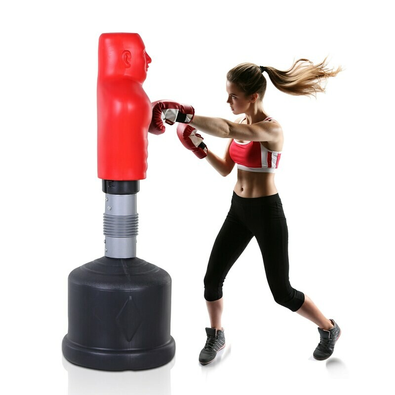 Standboxsack Boxdummy Boxsäule Höhenverstellbar Freistehend Boxtraining Rot