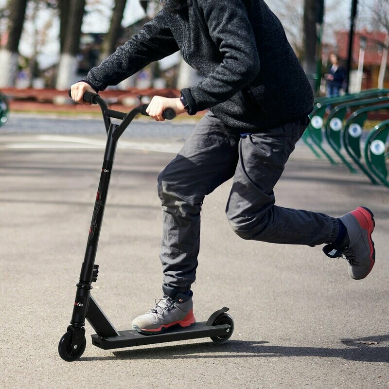 Pro Stunt Scooter Tretroller Freestyle Tricks Alu Schwarz