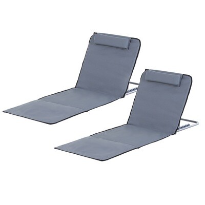 Strandmatte, 2er Set, Faltbare Strandmatratze, Sonnenmatte, 5-stufige Höhe, mit Tragetasche, Stahl, 134 x 48 x 36-45 cm
