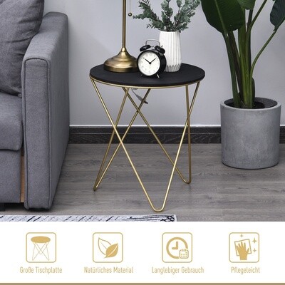 Couchtisch rund Beistelltisch mit Schublade Holz Grau