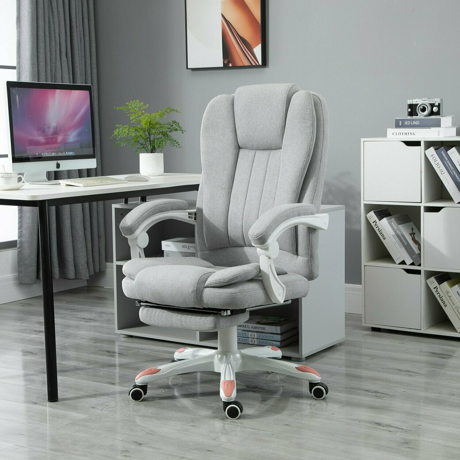 Vinsetto® Massage Sessel Bürostuhl Gaming Stuhl Polyester Schaumstoff Nylon Grau
