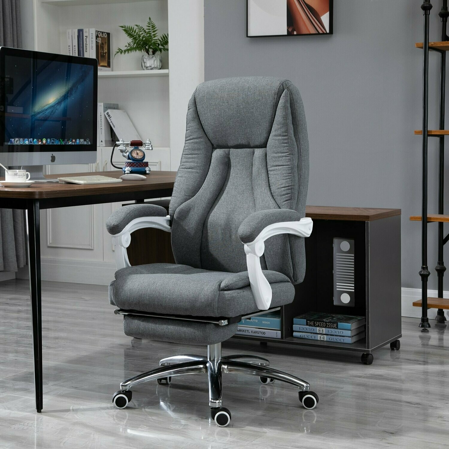 Vinsetto® Massage Sessel Bürostuhl mit Massagefunktion höhenverstellbarer Chefsessel Grau
