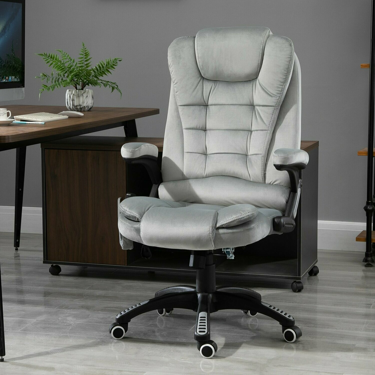 Massage Sessel höhenverstellbarer Bürostuhl mit Massagefunktion Relaxsessel Grau