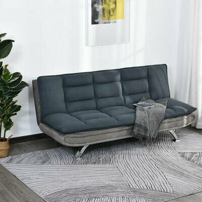Schlafsofa, Klappsofa, 3-Sitzer Stoffsofa, Chaiselongue, Bettsofa, Sofa mit Schlaffunktion, Grau+Beige,