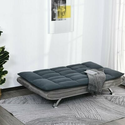 Schlafsofa, Klappsofa, 3-Sitzer Stoffsofa, Chaiselongue, Bettsofa, Sofa mit Schlaffunktion, Grau+Beige,