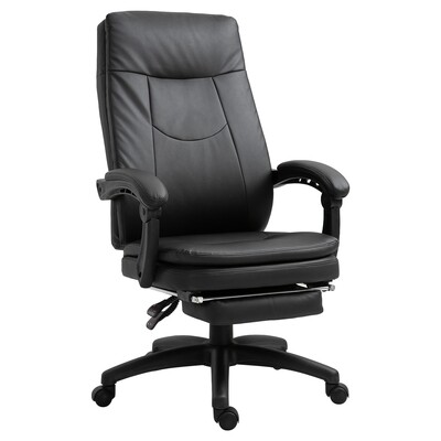 Bürostuhl Chefsessel gepolsterte Rückenlehne Fussstütze Sitzhöhe 53-47 cm schwarz