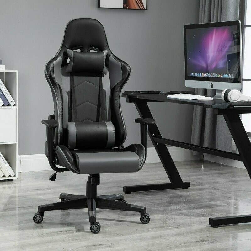 Gamingsessel Gamingstuhl Kopfstütze Sitzhöhe 45-55 cm Schwarz